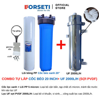  Bộ Lọc Tổng Sinh Hoạt Đầu Nguồn tự lắp gồm BỘ CỐC BÉO 20 inch LÕI PP5 và siêu lọc UF SỢI PVDF CÔNG SUẤT 2000L H,3000L H 