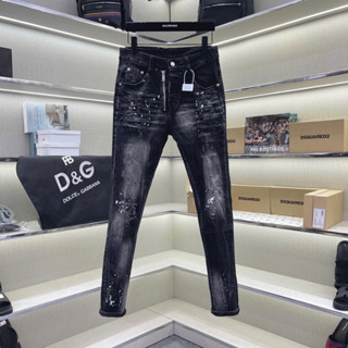 Quần jean nam D2 đen mài khoá lệch cào xước vảy sơn nhăn 3D 4 cúc cao cấp QJ726P