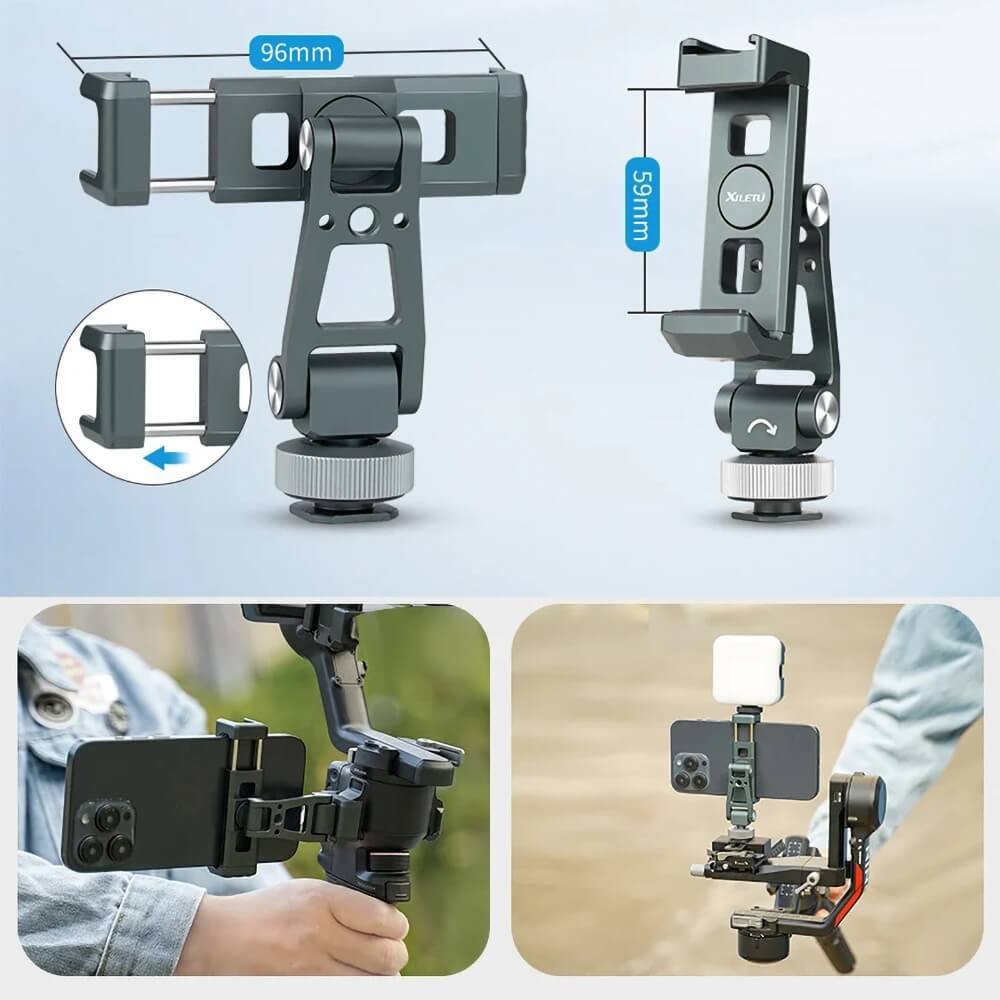 KẸP ĐIỆN THOẠI GẮN GIMBAL DJI RS XILETU XJS-3 XOAY 360 ĐỘ