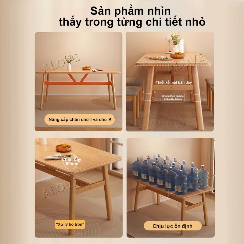 ALOVE Bàn Ăn Mặt bàn màu gỗ tự nhiên Phong cách cao cấp và thoải mái Màu sắc tùy chọn  Có thể phục vụ 6-8 người | BigBuy360 - bigbuy360.vn