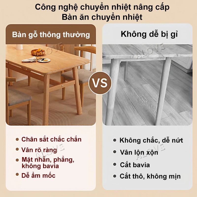 ALOVE Bàn Ăn Mặt bàn màu gỗ tự nhiên Phong cách cao cấp và thoải mái Màu sắc tùy chọn  Có thể phục vụ 6-8 người | BigBuy360 - bigbuy360.vn