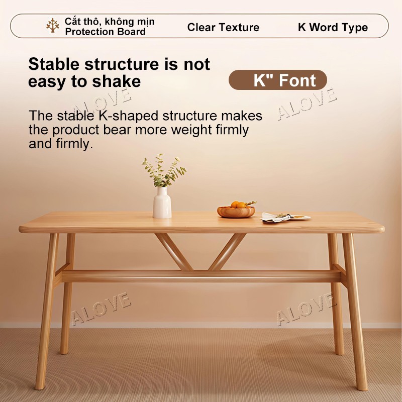 ALOVE Bàn Ăn Mặt bàn màu gỗ tự nhiên Phong cách cao cấp và thoải mái Màu sắc tùy chọn  Có thể phục vụ 6-8 người | BigBuy360 - bigbuy360.vn