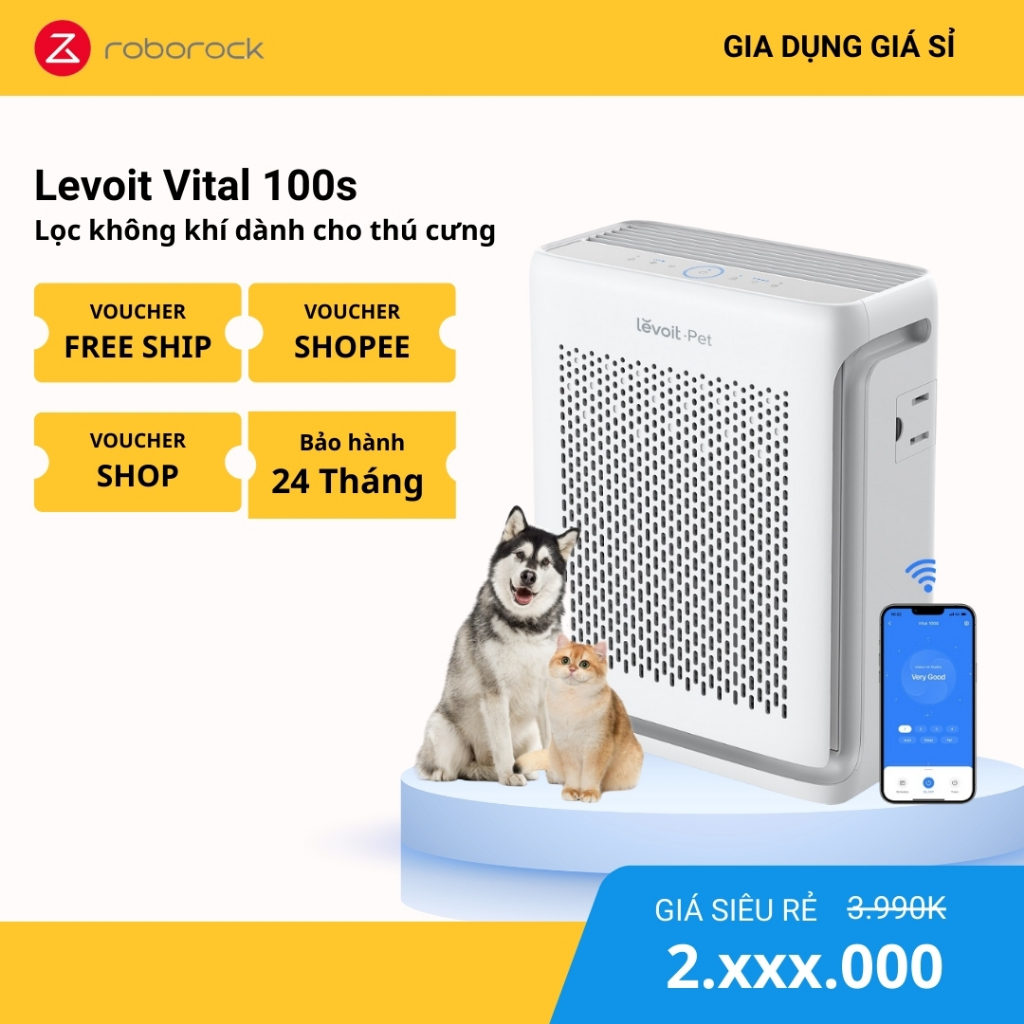[Hỏa Tốc 2H] Máy Lọc Không Khí Levoit Vital 100S Hút Lông Thú Cưng - Quốc Tế - Hàng Chính Hãng - Bảo Hành 24T - MIMAX
