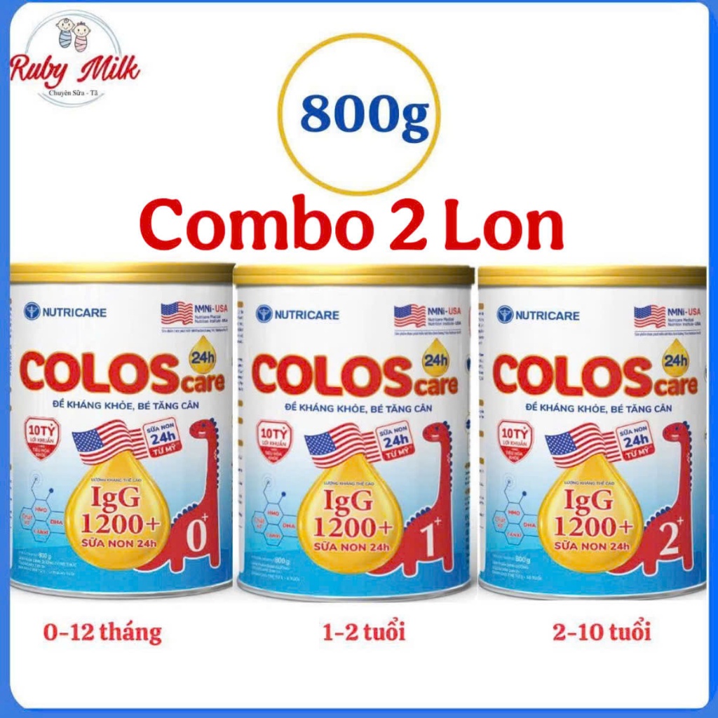 Combo 2 Lon Sữa bột Nutricare ColosCare Đủ Số Lon 800g - Đề Kháng Khỏe, Bé Tăng Cân