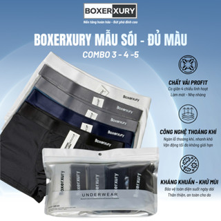 Combo 5 quần boxer nam - Hộp 5 chiếc quần sịp nam cao cấp chất liệu thun lạnh, thoáng mát co dãn 4 chiều Boxerxury