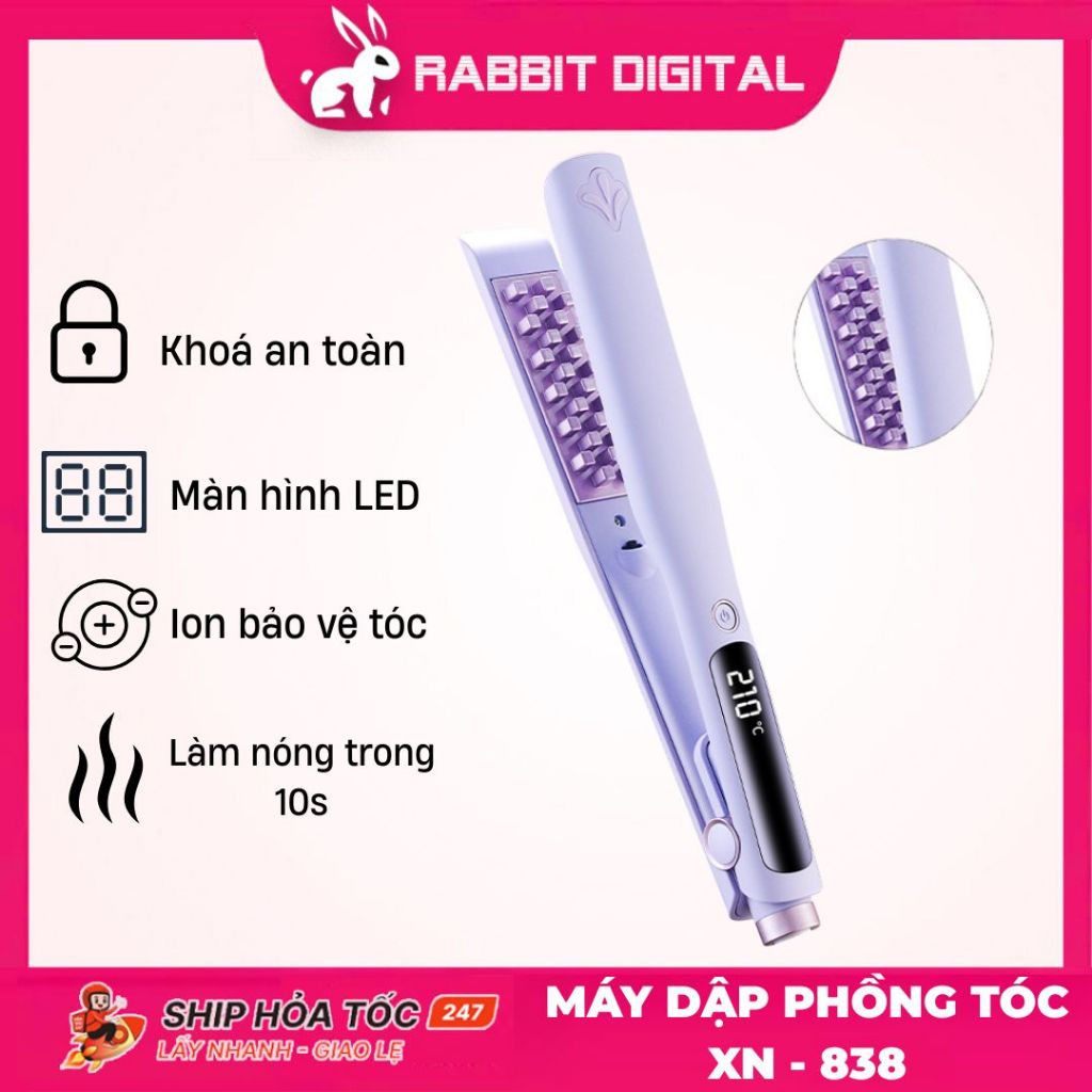 Máy Uốn Tóc Dập Xù XN-838, Bấm Phồng Chân Tóc, Tích Hợp Ion Bảo Vệ, Màn Hình LED Hiển Thị, Phù Hợp Với Mọi Loại Tóc