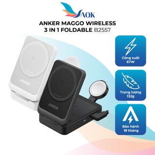 Đế sạc không dây Anker MagGo Wireless 3 in 1 Foldable B2557 - Hàng chính hãng
