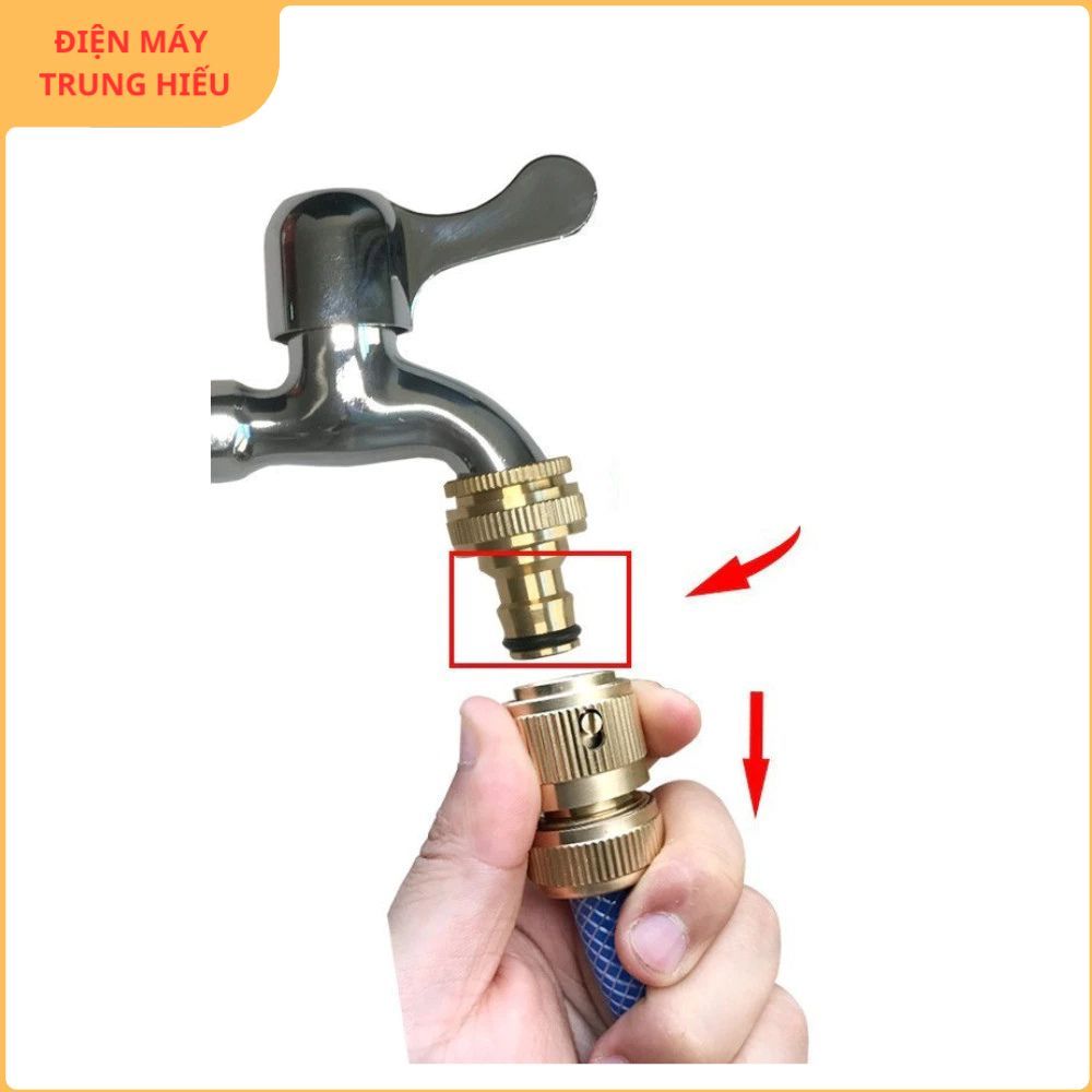 Bộ khớp đồng nối nhanh lắp vòi khóa nước 21-25mm (bộ nối nhanh lắp ren 21) mã 004