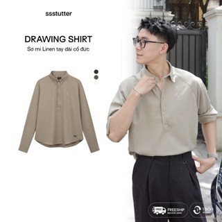 Áo sơ mi tay dài cổ đức nam SSSTUTTER sơ mi button down cúc nẹp dáng rộng hàn quốc DRAWING SHIRT