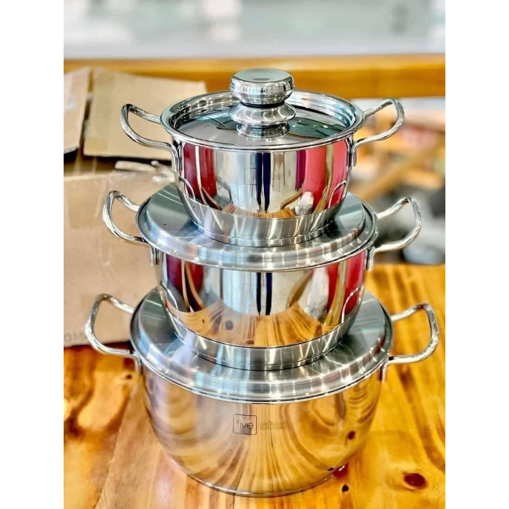 Bộ 3 nồi inox Fivestar vung inox