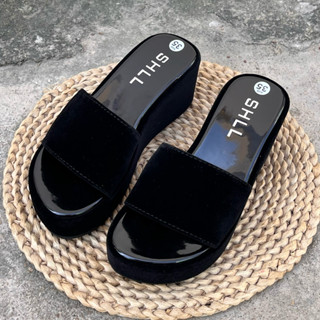 Dép đế xuồng 5 phân MAILIAA quai bảng nhung đen