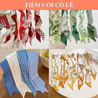  Dây buộc tóc khăn lụa thắt nơ túi cói mix cùng giỏ phong cách Hàn Quốc - Tiệm Cói Cô Lê 