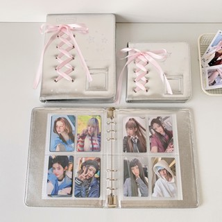  Binder bìa PVC bóng cột nơ size A5 A7 dễ thương sổ đựng ảnh album đựng ảnh 