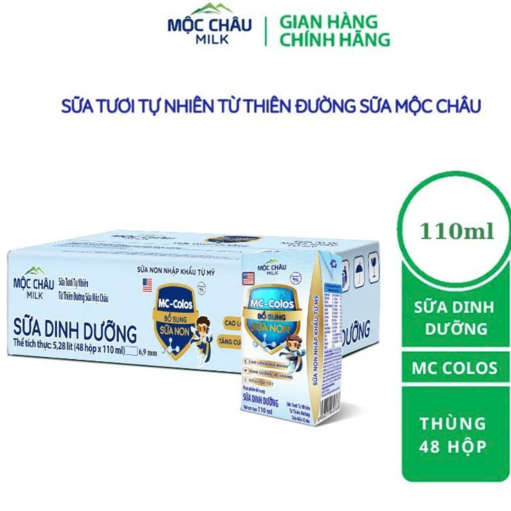 Mua 01 Thùng sữa tươi Colos 100% sữa tươi Mộc Châu bổ sung sữa non 110ml