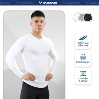 Áo Thun Dài Tay Nam BAZIK Icon 08 Relax Fit co giãn 4 chiều, vận động thoải mái, giữ nhiệt tốt mặc đi Leo Núi Trekking