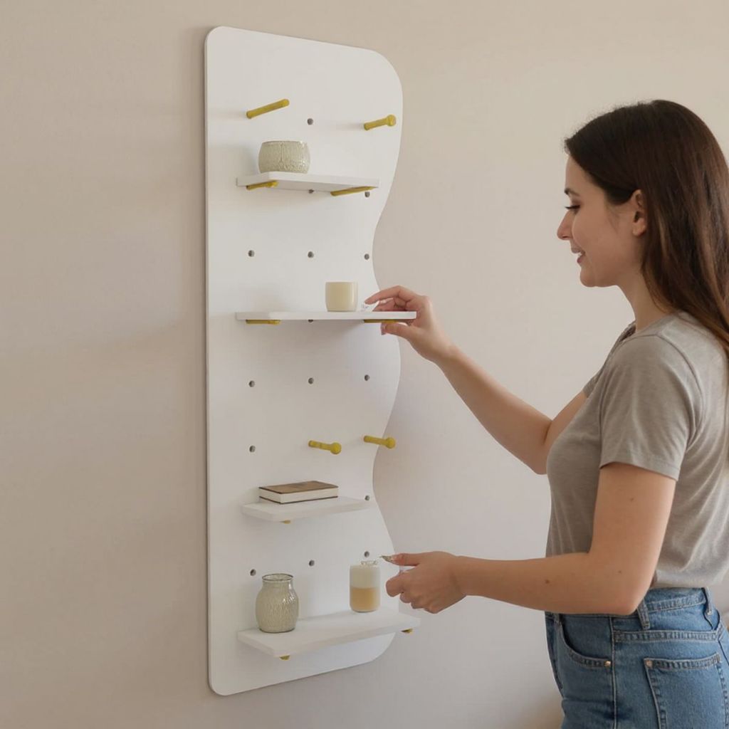 Bảng Pegboard Hình Sóng Treo Tường – MDF Melamine – 40x120 50x120