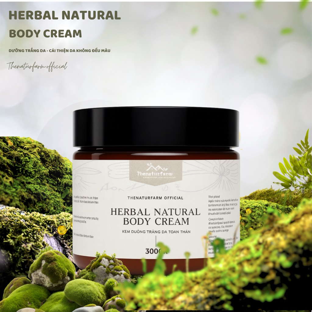  Kem body dưỡng trắng da Herbal Natural   Mẫu Mới - 300GR    Da trắng bật tông    
