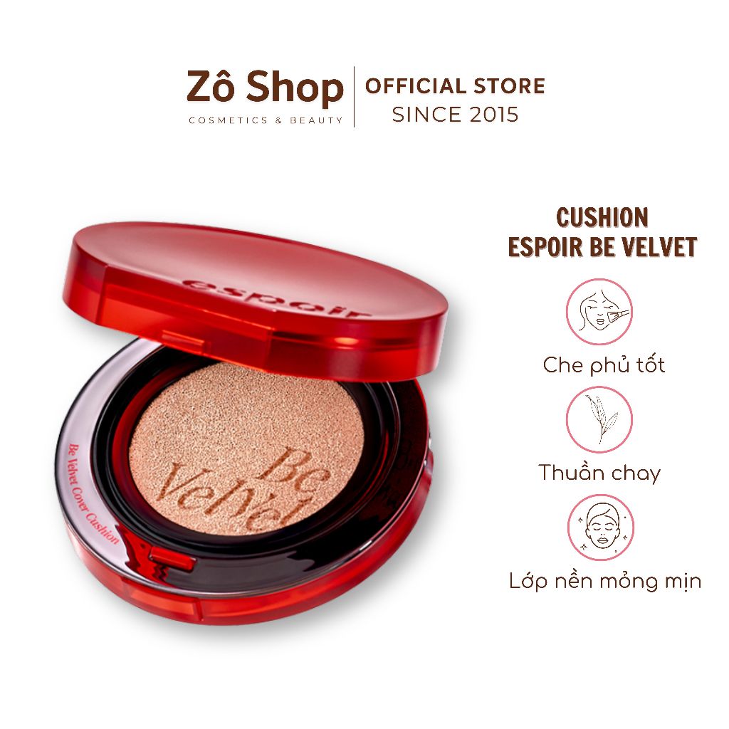 [Nhập khẩu] Cushion Che Phủ Khuyết Điểm Espoir Be Velvet Cover Cushion 13g