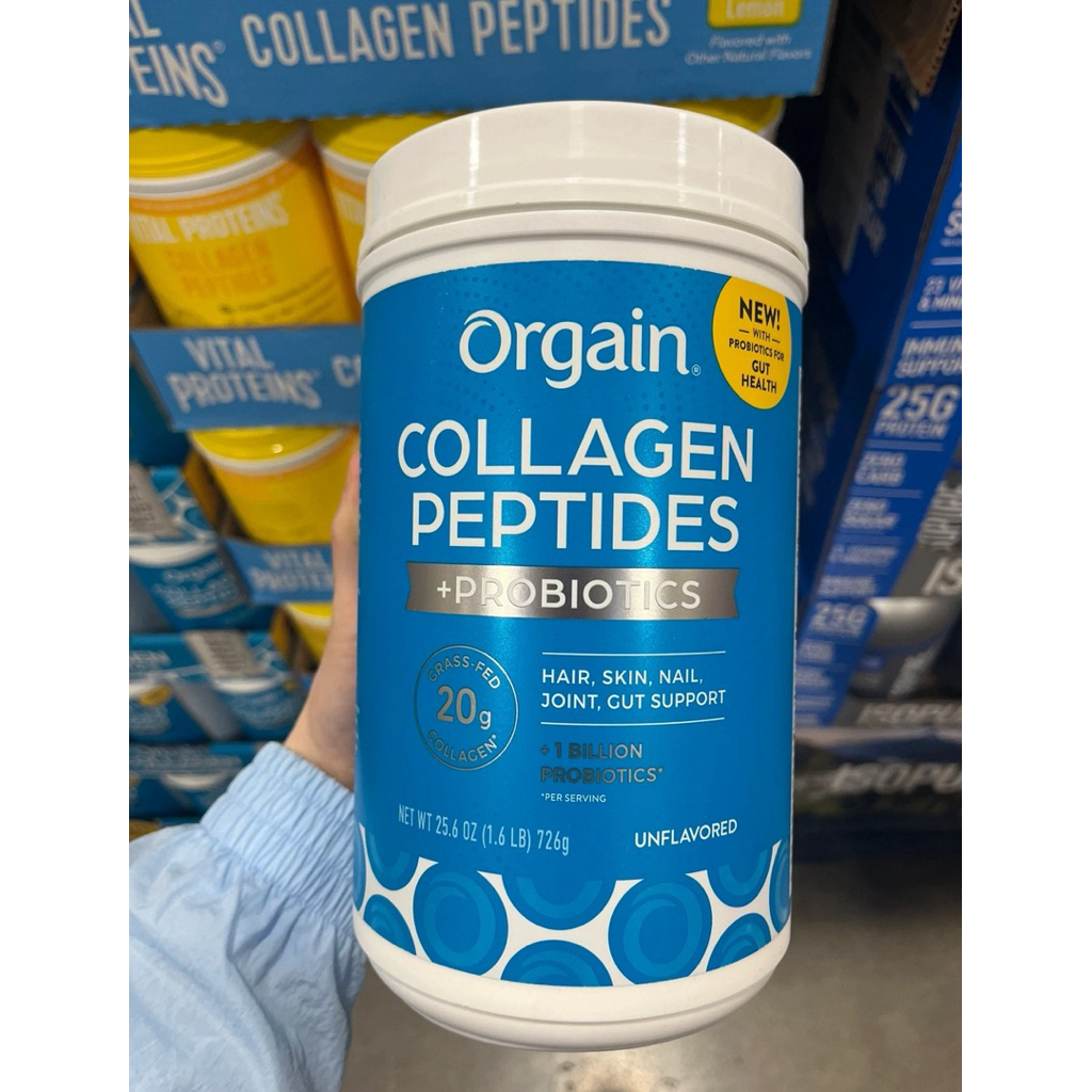Date 2027 Collagen thuỷ phân Orgain Collagen Peptides + Probiotics không vị 726g