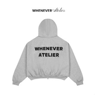 WHENEVER Áo Hoodie Whenever Basic Zip Up Vải Nỉ Form Boxy Unisex