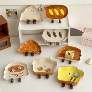 Đĩa Ăn Sáng Dễ Thương Hình Bánh Mì & Bánh Ngọt – Gốm Sứ Men Bóng, Trang Trí Nhà Bếp - JADOL CORNER