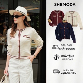 Áo Cardigan Nữ Dài Tay SHEMODA Screws Knit Cardigan Dáng Regular Fit Tôn Dáng Sang Trọng