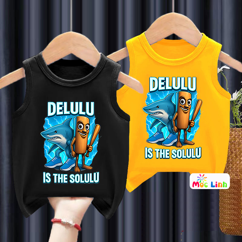 Áo Ba Lỗ Bé Trai In Hình Tralalero Tralala, Áo Thun 3 Lỗ Vải Cotton, Áo Tung Tung Cho Bé Trai