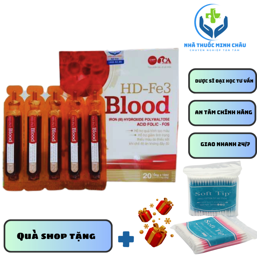 [CHÍNH HÃNG] Siro bổ máu HD-Fe3 Blood hộp 4 vỉ x 5 ống x 10ml