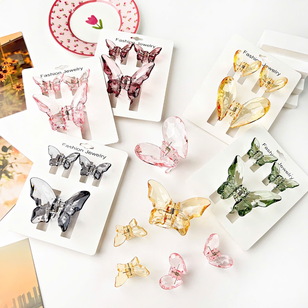 Kẹp tóc bướm Set 3. 1 Kẹp to + 2 kẹp bé