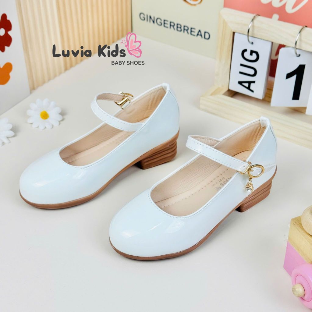 Giày cao gót bé gái cao cấp đế TPR chống trượt da trơn bóng Luvia Kids 06LK
