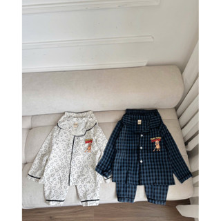  Pijama cho bé set bộ pijama dài tay chất thô kẻ mềm mại cho bé trai và bé gái size 8-24kg 