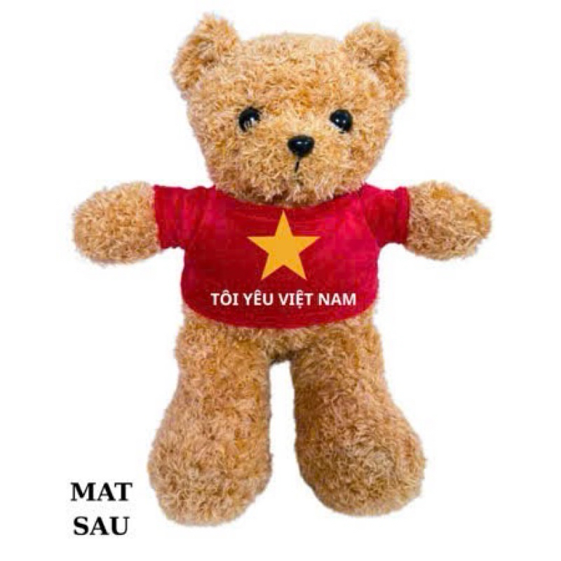 Gấu Bông Tôi Yêu Việt Nam Thú Nhồi Bông Thể Hiện tình yêu nước tedy in cờ việt nam