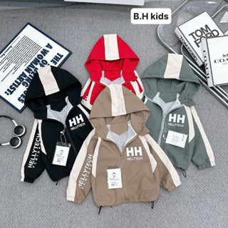 Áo khoác gió dài tay 2 lớp hoạ tiết cho bé trai  cân nặng từ 8-18kg Cotton