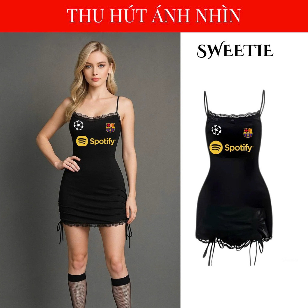 Mẫu Barca✨Váy Body Đá Banh Rút Eo Đội Bóng Barca