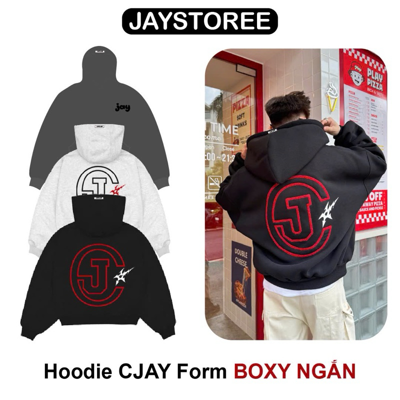Áo Hoodie Boxy Zip CJAY BOY Phố Chất  Cá Tính Hottrend In Chữ Nổi - Áo Khoác Nỉ  Khóa Thời Trang Jay