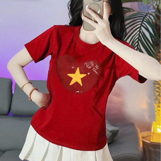 Áo cờ đỏ sao vàng ,áo croptop kiểu nữ xinh hình thật.