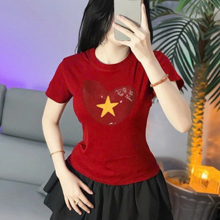 Áo cờ đỏ sao vàng ,áo croptop kiểu nữ xinh hình thật.