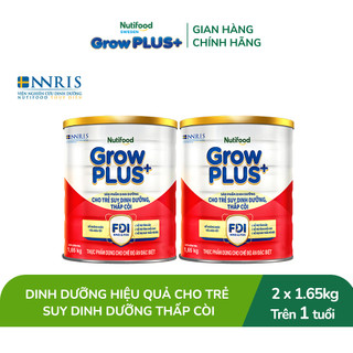  Combo 2 Sữa bột Nutifood GrowPLUS+ Suy Dinh Dưỡng  Đỏ  1+ - Tăng Cân Tăng Chiều Cao  2 Lon 1,65 Kg  