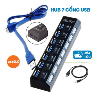 Adapter HUB 7 Cổng USB 3.0 H43 H73 Có Công Tắc On/Off Riêng BIệt Độc Lập Tốc Độ Cao cho PC