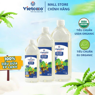 Dầu Dừa Tinh Khiết Organic VIETCOCO : 250Ml -500ml -1 Lít 100% Hữu Cơ Dưỡng Ẩm Da, Chăm Sóc Tóc Và Hỗ Trợ Trắng Răng