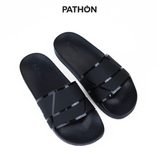  SD104 Dép nam nữ quai ngang Pathon quai PVC viền bóng và đế IP đen SD104 màu đen nâu kem 