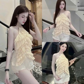   DƯỚI 54KG  ÁO KIỂU NỮ CỔ YẾM VOAN TẦNG CỘT DÂY LƯNG+CÓ MÚT 