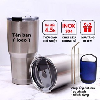 ( Miễn Phí Khắc Tên ) Cốc Giữ Nhiệt  900ml Thái Lan Chống Trào Tiện Lợi + Tặng Kèm  Bộ Phụ Kiện túi đựng và ống Hút.