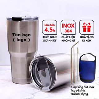 (Miễn Phí khắc tên ) Ly nước giữ nhiệt tặng kèm phụ kiện dung tích 900ml