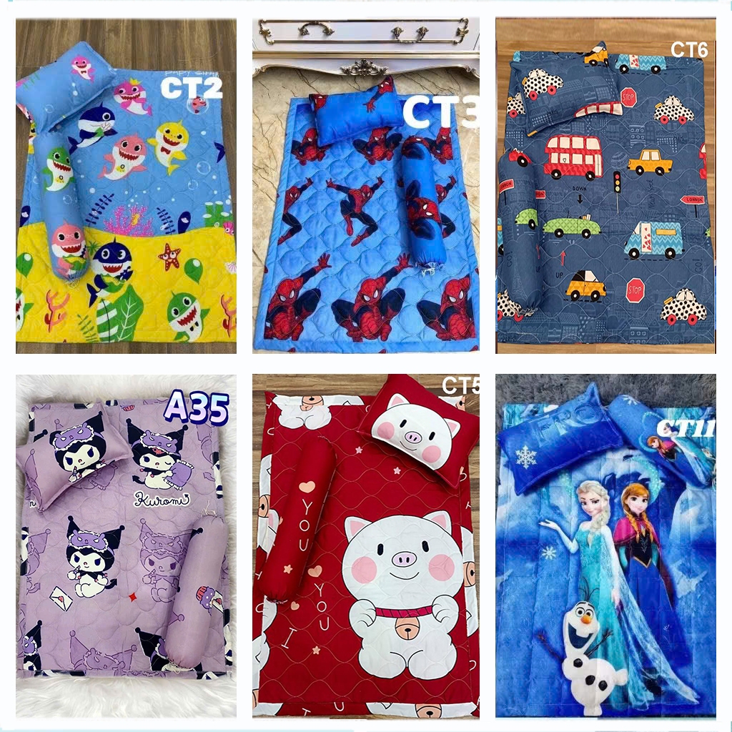 Bộ chăn gối cho bé đi học mầm non có ruột gối 0-5 tuổi