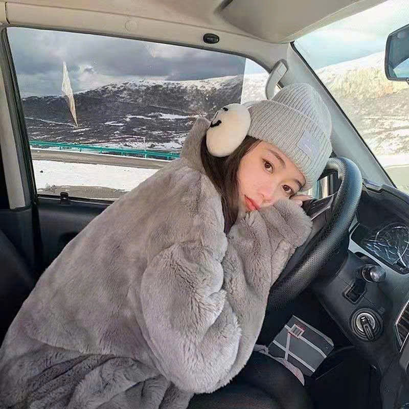 Áo Khoác Lông Thỏ Siêu Ấm Unisex Form Rộng Mềm Mịn Cực Dày Màu Trơn Phong Cách Hàn Quốc KMU98 | BigBuy360 - bigbuy360.vn