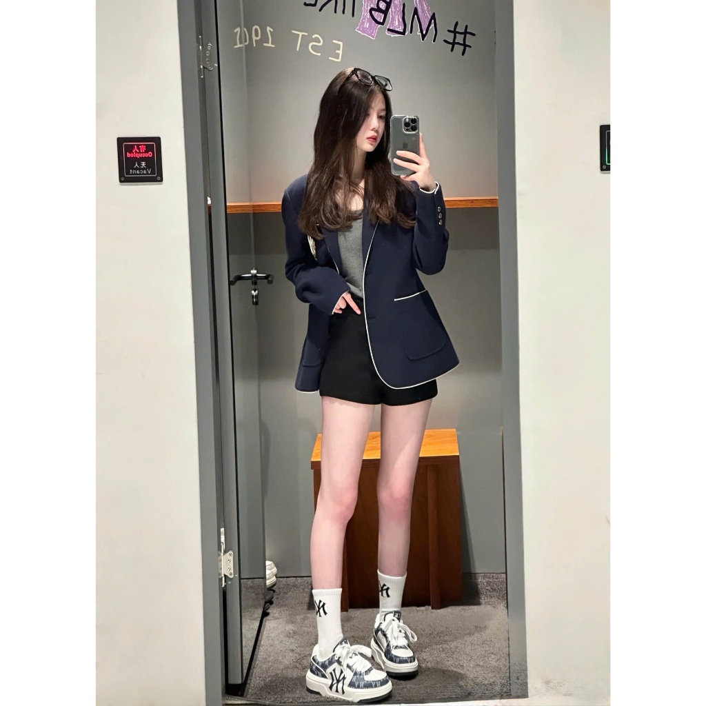 Áo Khoác Vest Chính Hãng MLB Varsity New York Yankees Blazer 3FJKV0141-50NYD Màu Xanh Navy