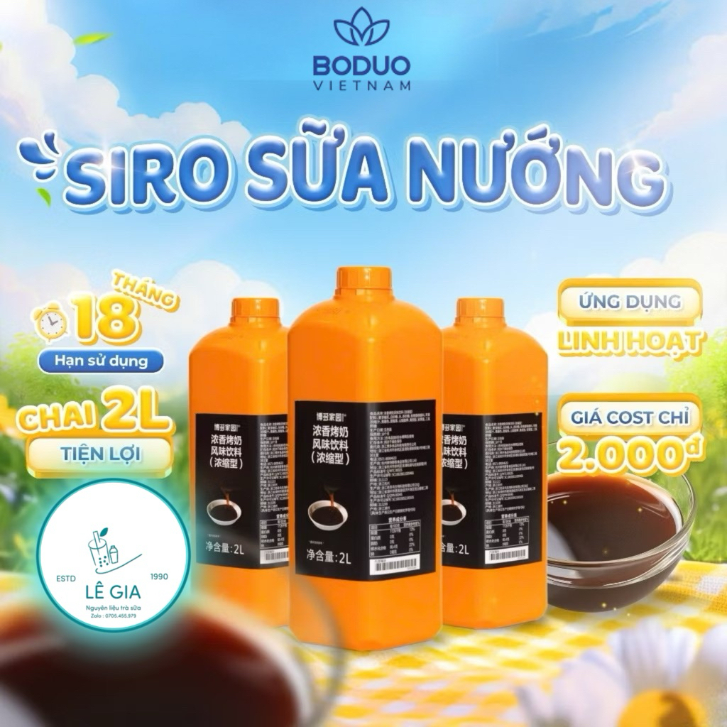 Siro sữa nướng Boduo chai 2L
