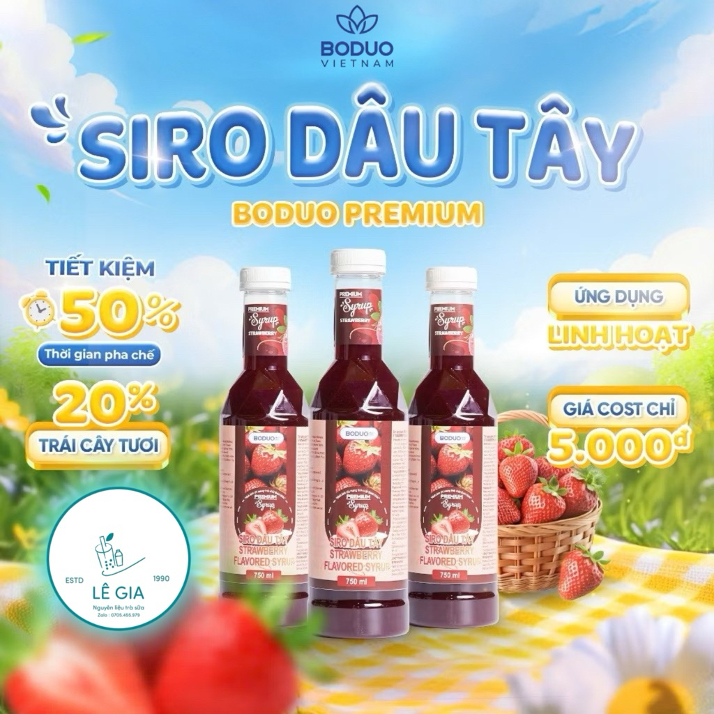 Siro dâu Boduo Premium (tên cũ Hifine)chai 750ml