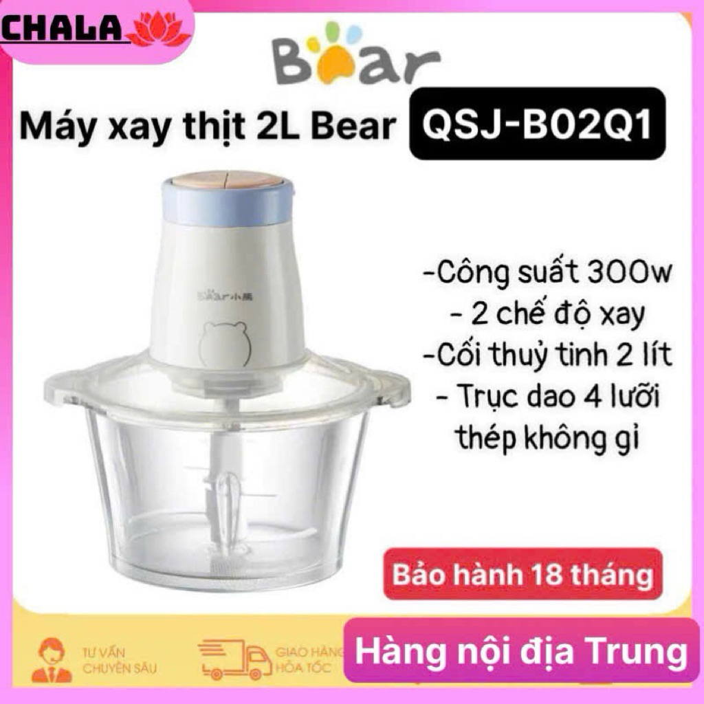 Máy xay thịt Bear QSJ-B02Q1 dung tích 2L hàng chính hãng bảo hành 18 tháng
